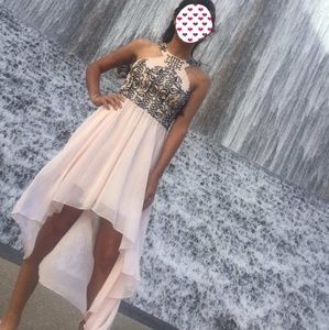 Xtraordinary beaded tulle hi low prom dress